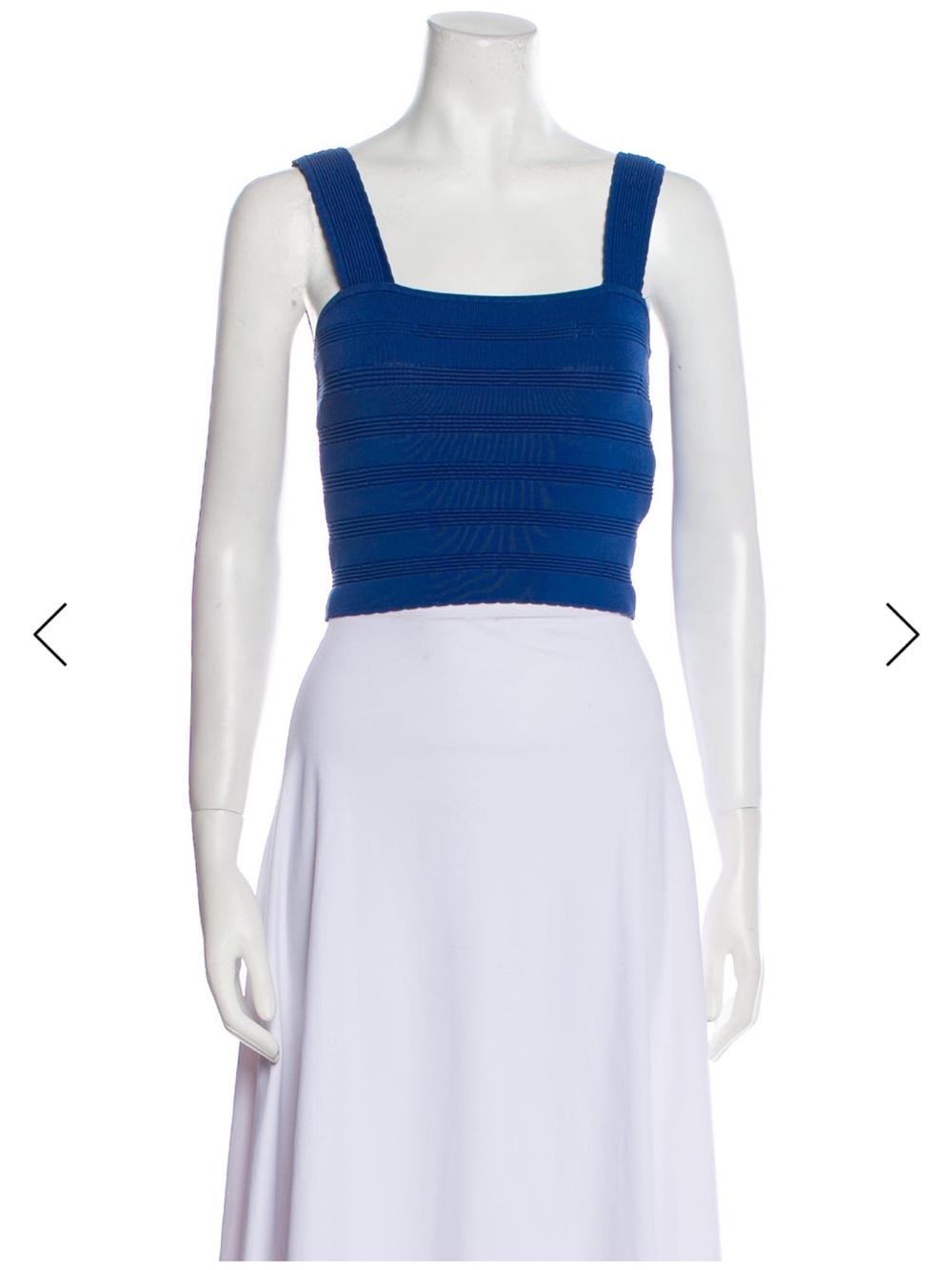 Sandro Cobalt Ribbed Square-Neck Crop Top